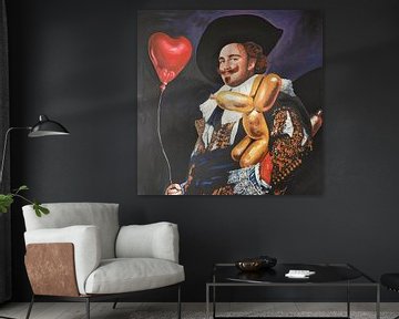 The smiling cavalier with balloons van KleurrijkeKunst van Lianne Schotman