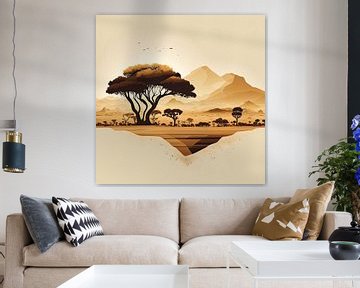 Afrikaans landschap in minimal art stijl van Vlindertuin Art