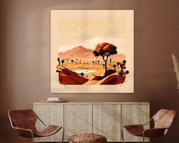 Paysage désertique dans un style artistique minimal sur Vlindertuin Art