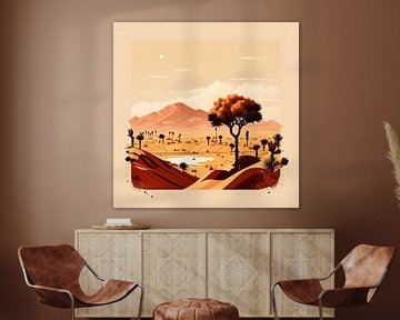 Desert landscape in minimal art style by Vlindertuin Art