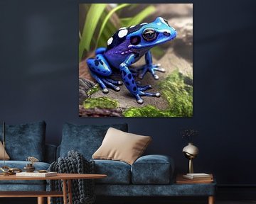 Portret van een blauwe pijlgifkikker Illustratie van Animaflora PicsStock