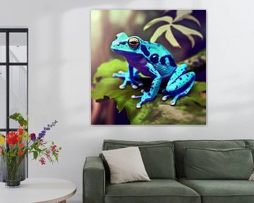 Portret van een blauwe pijlgifkikker Illustratie van Animaflora PicsStock