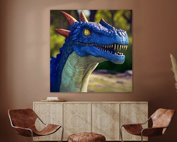 Portrait d'un dragon bleu Illustration sur Animaflora PicsStock