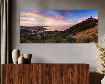Panorama Südfrankreich - Collioure und Mittelmeer im Sonnennuntergang