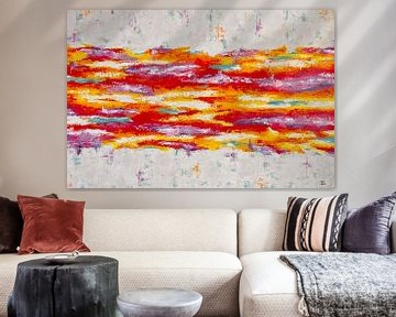 Abstract schilderij van kleurrijke horizon I van Dominique Clercx-Breed