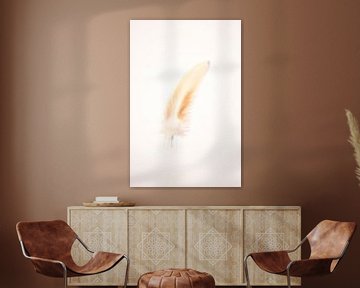 Soft neutral colours, brown white feather art print - mindful minimalism photography by Christa Stroo photography