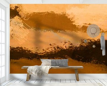 Aardetinten landschap. Modern abstract expressionisme. van Dina Dankers