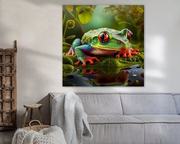 Grenouille verte aux yeux rouges Illustration 03 sur Animaflora PicsStock