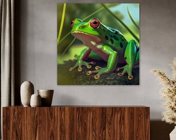 Grüner Frosch mit Roten Augen Illustration 04 von Animaflora PicsStock