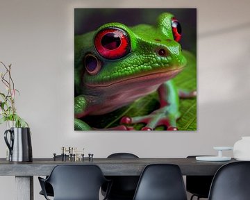 Grüner Frosch mit Roten Augen Illustration 05 von Animaflora PicsStock