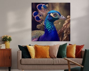 Portret van een pauw, illustratie van Animaflora PicsStock
