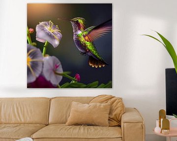 Hummingbird and Flowers, Art Illustration by Animaflora PicsStock