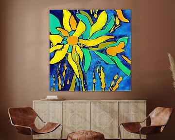 Abstract schilderij met bloemmotief fantasieën van Johan Noordhoff