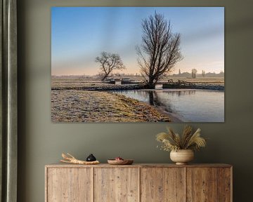 Paysage caractéristique de polder en hiver, Alblasserwaard