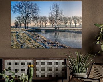 Winters landschap in de Alblasserwaard, Bleskensgraaf van Ruud Morijn