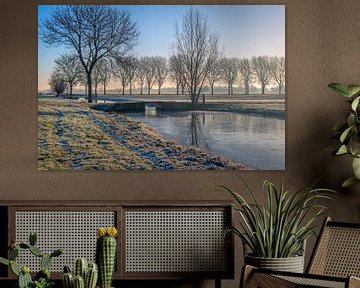 Winter landscape in the Alblasserwaard, Bleskensgraaf