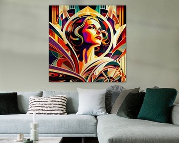 Colourful art deco woman van Bianca ter Riet