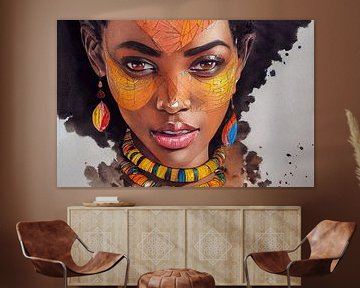Schilderij Schilderij van een Afrikaanse vrouw Illustratie van Animaflora PicsStock