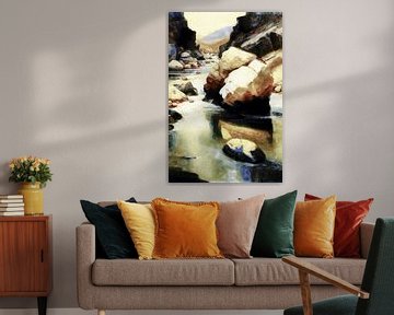 Drakensberg Zuid-Afrika - kleine rivier tussen de rotsen van Max Steinwald