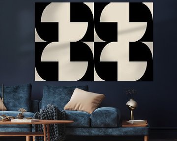 Moderne abstracte minimalistische geometrische retro vormen in wit en zwart 2