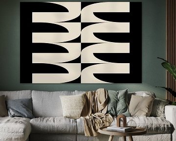 Modern abstract minimalist geometric  retro shapes in white and black  6 by Dina Dankers