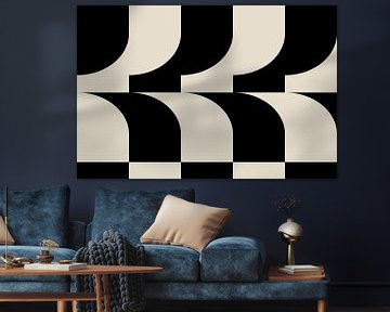 Moderne abstracte minimalistische geometrische retro vormen in wit en zwart 7 van Dina Dankers