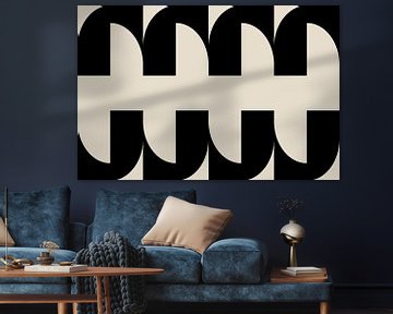 Moderne abstracte minimalistische geometrische retrovormen in wit en zwart 8 van Dina Dankers