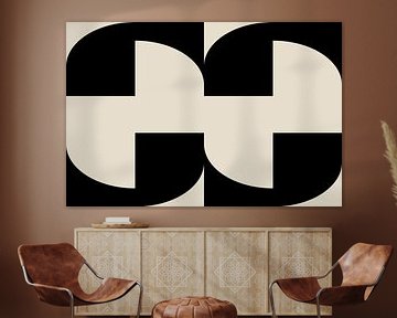 Moderne abstracte minimalistische geometrische retrovormen in wit en zwart 9 van Dina Dankers