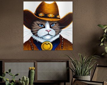 Cowboy Katze Gemälde von Laly Laura