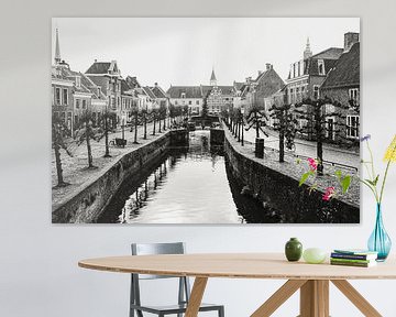 Amersfoort Koppelpoort uitzicht op de Eem in zwart-wit (Liggend) van Amersfoort Fotoprint