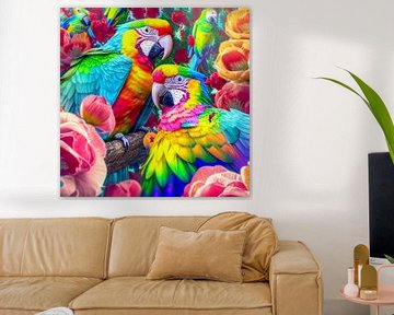 Schilderij van kleurrijke papegaaien Illustratie van Animaflora PicsStock