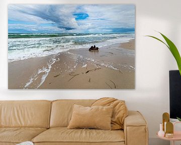 Het Weststrand met golven en wolken op Fischland-Darß