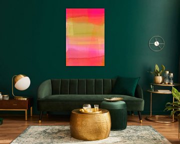 Abstract in neon roze en geel, trend van 2023 van Studio Allee