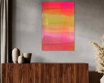 Abstract in neon roze en geel, trend van 2023 van Studio Allee