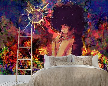 Kleurrijke Afrikaanse schoonheid in moderne Pop Art