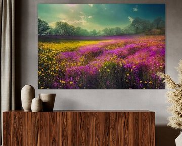 Lavendelveld in het voorjaar Illustratie van Animaflora PicsStock