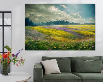 Bloemenweide in de lente schilderij illustratie van Animaflora PicsStock