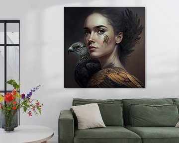 meisje gemengd met vogel van Gelissen Artworks