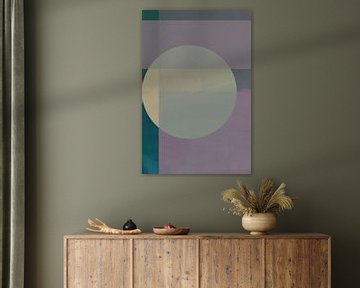 Modern abstract in groen en roze van Studio Allee