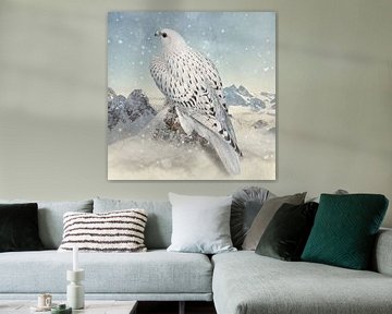 Greenland Falcon - Snowy White van Marja van den Hurk