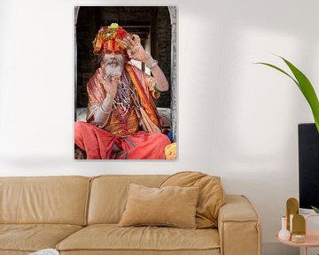 Sadhu (holy man) in Kathmandu - Nepal van Michelle Peeters