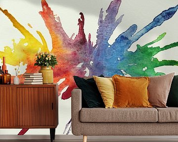 Splash in Rainbow colours (cheerful abstract watercolour painting pastel colours cool wallpaper teen