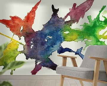 Abstract painting in rainbow colours (cheerful watercolour pastel colours cool wallpaper fantasy bea
