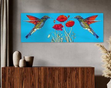 Colibri & Poppies van SheThinksInColors