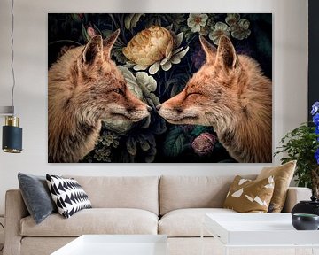 Foxes in flowers