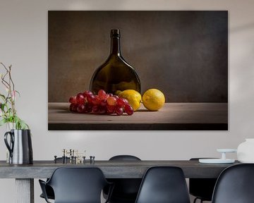 Modern still life with grapes and lemons by John van de Gazelle