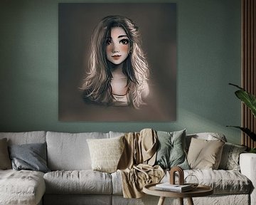 Kunstwerk van een meisje in anime stijl