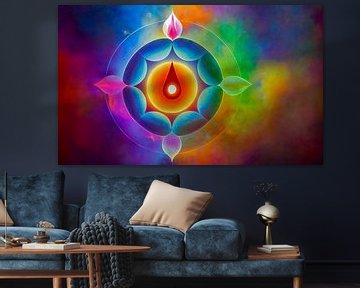 Background with luminous chakra symbol, Art Illustration by Animaflora PicsStock