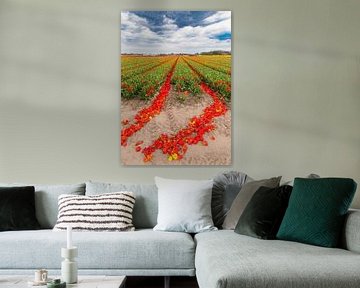 Rood tulpenveld, Nederland van Yanuschka Fotografie | Noordwijk