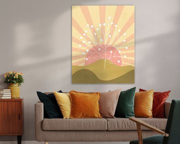 Abstract landscape with the rising sun